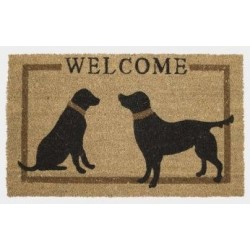 Coco mat with dogs beige-black Mars & More, 73 x 44 cm