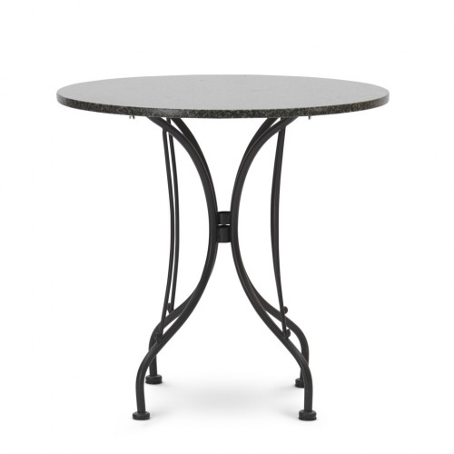 Boscombe 75 Round Table Base and Top - Metal - Black - Granite