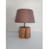 LAMPE Bellino bois brut avec abat-jour brun