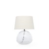 Malton Round Glass Table Lamp with Linen Shade - Bronze