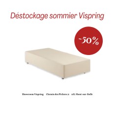 Vispring Sommier Sovereign 160x200 beige suède 30cm avec roulettes