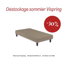 Vispring Sommier Prestige 160x200 Brun suède 30cm avec pied 8cm bois