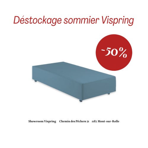 Vispring Sommier Prestige 160x200 Bleu 25cm avec roulettes