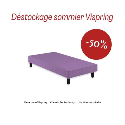 Vispring Sommier Victoria 160x200 mauve 20cm avec roulettes