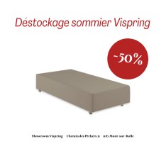 Vispring Sommier Sovereign 100x200 brun suède 30cm avec roulettes